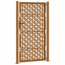vidaXL Garden Gate 105x180 cm Weathering Steel Flame Design fence gate - weathering steel/brown, 105 x 180 cm/cross design - Additional view 6