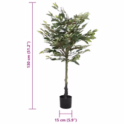 vidaXL Artificial Ficus Tree 480 Leaves 130 cm Green artificial plant - 130 cm - Additional view 4