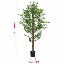 vidaXL Artificial Ficus Plant 1260 Leaves 200 cm Green artificial plant - 200 cm - Additional view 4