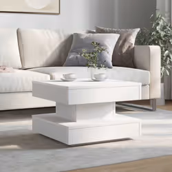 vidaXL Coffee Table 360-Degree Rotatable Hallway End Table Tea Side Table - white, 50 x 50 x 34.5 cm - Additional view 2
