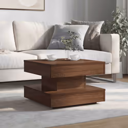 vidaXL Coffee Table 360-Degree Rotatable Hallway End Table Tea Side Table - brown oak, 50 x 50 x 34.5 cm