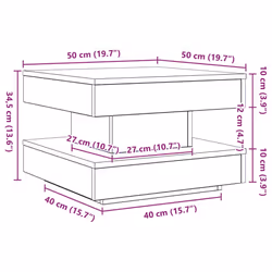 vidaXL Coffee Table 360-Degree Rotatable Hallway End Table Tea Side Table - brown oak, 50 x 50 x 34.5 cm