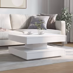 vidaXL Coffee Table 360-Degree Rotatable Hallway End Table Tea Side Table - white, 70 x 70 x 34.5 cm - Additional view 2