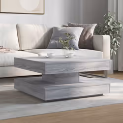 vidaXL Coffee Table 360-Degree Rotatable Hallway End Table Tea Side Table - grey sonoma, 70 x 70 x 34.5 cm - Additional view 2