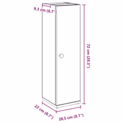 vidaXL Bathroom Cabinet with Roll Holder Concrete Grey 20.5x22x72 cm - grey sonoma - Additional view 3