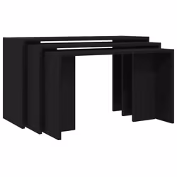 vidaXL Nesting Tables Hallway End Table Coffee Table 3 pcs Engineered Wood - black