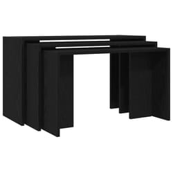 vidaXL Nesting Tables Hallway End Table Coffee Table 3 pcs Engineered Wood - black