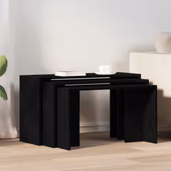 vidaXL Nesting Tables Hallway End Table Coffee Table 3 pcs Engineered Wood - black