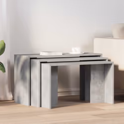 vidaXL Nesting Tables Hallway End Table Coffee Table 3 pcs Engineered Wood - concrete grey