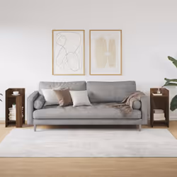 vidaXL Side Tables with Shelf Hallway Tea End Table Centre Accent Sofa Table - brown oak, 2 pcs