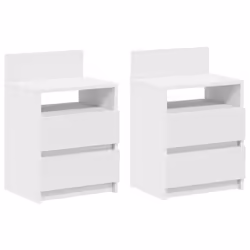 vidaXL Bedside Cabinets with 2 Drawers Nightstand Bed Side Table Side Cabinet - white, 2 pcs