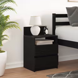 vidaXL Bedside Cabinets with 2 Drawers Nightstand Bed Side Table Side Cabinet - black, 1 pcs