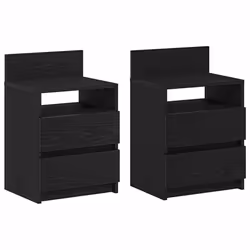 vidaXL Bedside Cabinets with 2 Drawers Nightstand Bed Side Table Side Cabinet - black, 2 pcs