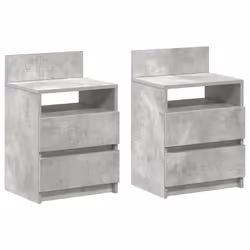 vidaXL Bedside Cabinets with 2 Drawers Nightstand Bed Side Table Side Cabinet - concrete grey, 2 pcs