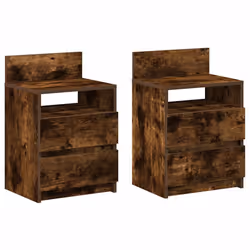vidaXL Bedside Cabinets with 2 Drawers Nightstand Bed Side Table Side Cabinet - smoked oak, 2 pcs