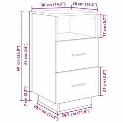 vidaXL Bedside Cabinets 2 pcs with 2 Drawers White 36x36x68 cm bedside table - White, 1 pcs - Additional view 2