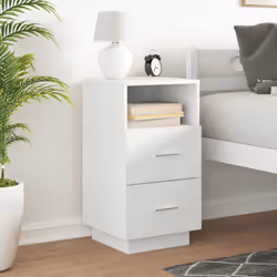vidaXL Bedside Cabinets 2 pcs with 2 Drawers White 36x36x68 cm bedside table - White, 1 pcs - Additional view 4