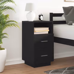 vidaXL Bedside Cabinets 2 pcs with 2 Drawers White 36x36x68 cm bedside table - Black, 1 pcs - Additional view 4
