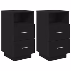 vidaXL Bedside Cabinets 2 pcs with 2 Drawers White 36x36x68 cm bedside table - Black, 2 pcs - Additional view 3