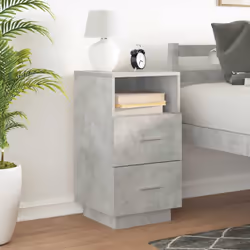 vidaXL Bedside Cabinets 2 pcs with 2 Drawers White 36x36x68 cm bedside table - Concrete grey, 1 pcs
