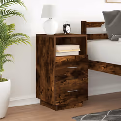 vidaXL Bedside Cabinets 2 pcs with 2 Drawers White 36x36x68 cm bedside table - Smoked oak, 1 pcs - Additional view 2