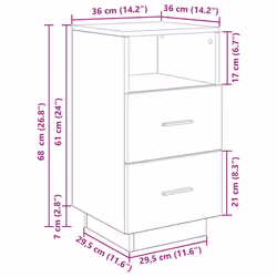 vidaXL Bedside Cabinets 2 pcs with 2 Drawers White 36x36x68 cm bedside table - Smoked oak, 1 pcs - Additional view 7