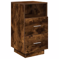 vidaXL Bedside Cabinets 2 pcs with 2 Drawers White 36x36x68 cm bedside table - Smoked oak, 2 pcs - Additional view 5