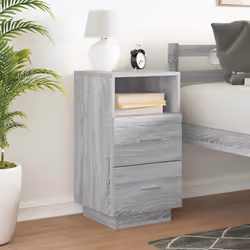 vidaXL Bedside Cabinets 2 pcs with 2 Drawers White 36x36x68 cm bedside table - Grey sonoma, 1 pcs - Additional view 2
