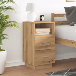 vidaXL Bedside Cabinets 2 pcs with 2 Drawers White 36x36x68 cm bedside table - Artisan oak, 1 pcs - Additional view 2
