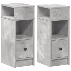 vidaXL Bedside Cabinets with Drawer Nightstand Bed Side Table Side Cabinet - concrete grey, 2 pcs