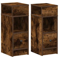 vidaXL Bedside Cabinets with Drawer Nightstand Bed Side Table Side Cabinet - smoked oak, 2 pcs