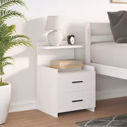 vidaXL Bedside Cabinet with 2 Drawers Nightstand Side Table Bed Table - white, 1 pcs