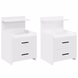 vidaXL Bedside Cabinet with 2 Drawers Nightstand Side Table Bed Table - white, 2 pcs