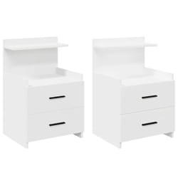 vidaXL Bedside Cabinet with 2 Drawers Nightstand Side Table Bed Table - white, 2 pcs