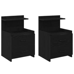 vidaXL Bedside Cabinet with 2 Drawers Nightstand Side Table Bed Table - black, 2 pcs