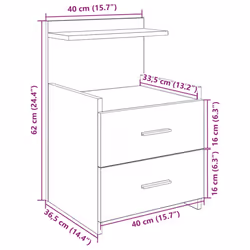 vidaXL Bedside Cabinet with 2 Drawers Nightstand Side Table Bed Table - black, 2 pcs