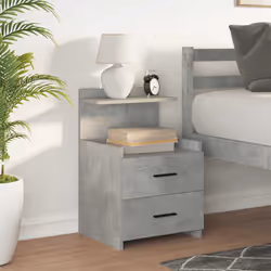 vidaXL Bedside Cabinet with 2 Drawers Nightstand Side Table Bed Table - concrete grey, 1 pcs