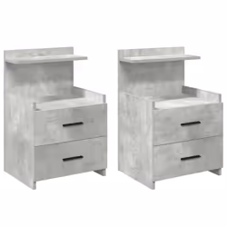 vidaXL Bedside Cabinet with 2 Drawers Nightstand Side Table Bed Table - concrete grey, 2 pcs