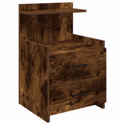 vidaXL Bedside Cabinet with 2 Drawers Nightstand Side Table Bed Table - smoked oak, 1 pcs
