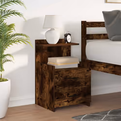 vidaXL Bedside Cabinet with 2 Drawers Nightstand Side Table Bed Table - smoked oak, 1 pcs