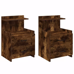 vidaXL Bedside Cabinet with 2 Drawers Nightstand Side Table Bed Table - smoked oak, 2 pcs