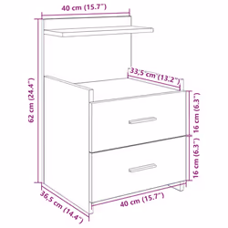 vidaXL Bedside Cabinet with 2 Drawers Nightstand Side Table Bed Table - smoked oak, 2 pcs