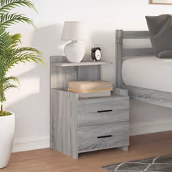 vidaXL Bedside Cabinet with 2 Drawers Nightstand Side Table Bed Table - grey sonoma, 1 pcs