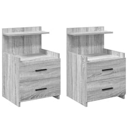 vidaXL Bedside Cabinet with 2 Drawers Nightstand Side Table Bed Table - grey sonoma, 2 pcs