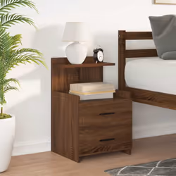 vidaXL Bedside Cabinet with 2 Drawers Nightstand Side Table Bed Table - brown oak, 1 pcs