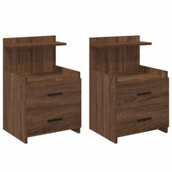 vidaXL Bedside Cabinet with 2 Drawers Nightstand Side Table Bed Table - brown oak, 2 pcs