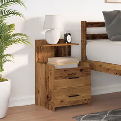 vidaXL Bedside Cabinet with 2 Drawers Nightstand Side Table Bed Table - old wood, 1 pcs