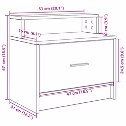 vidaXL Bedside Cabinet with Drawer Concrete Grey 51x31x47 cm bedside table - concrete grey, 2 pcs - Additional view 3