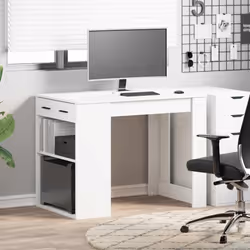 vidaXL Desk with Drawer and Shelf Writing Table Study Desk Engineered Wood - white