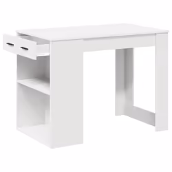 vidaXL Desk with Drawer and Shelf Writing Table Study Desk Engineered Wood - white - Additional view 4